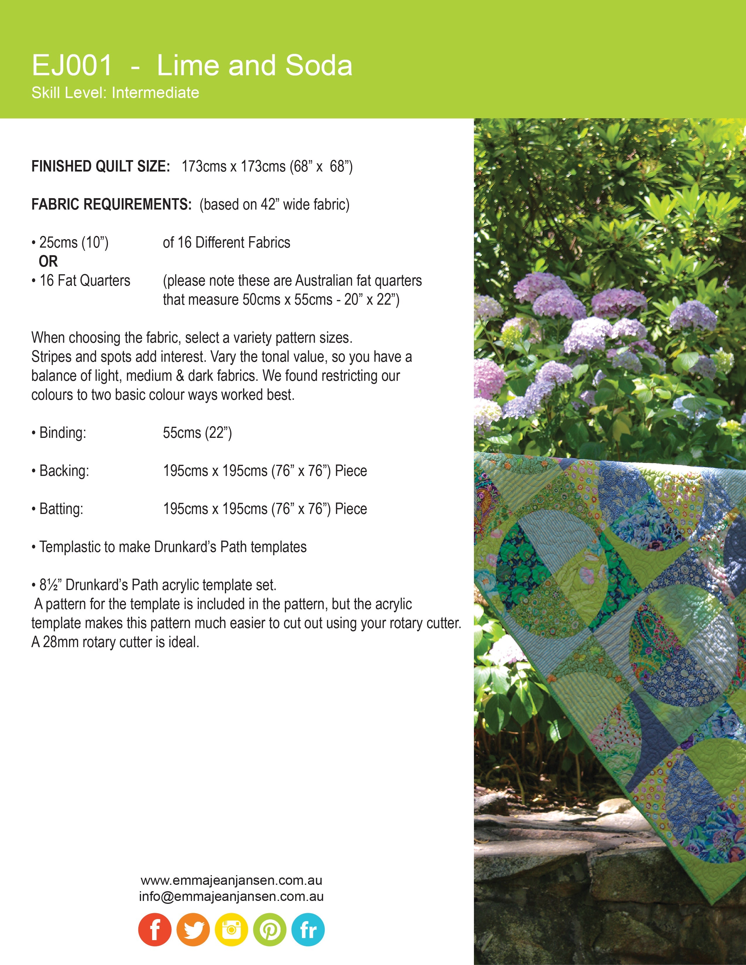 Lime and Soda Quilt Pattern - PDF