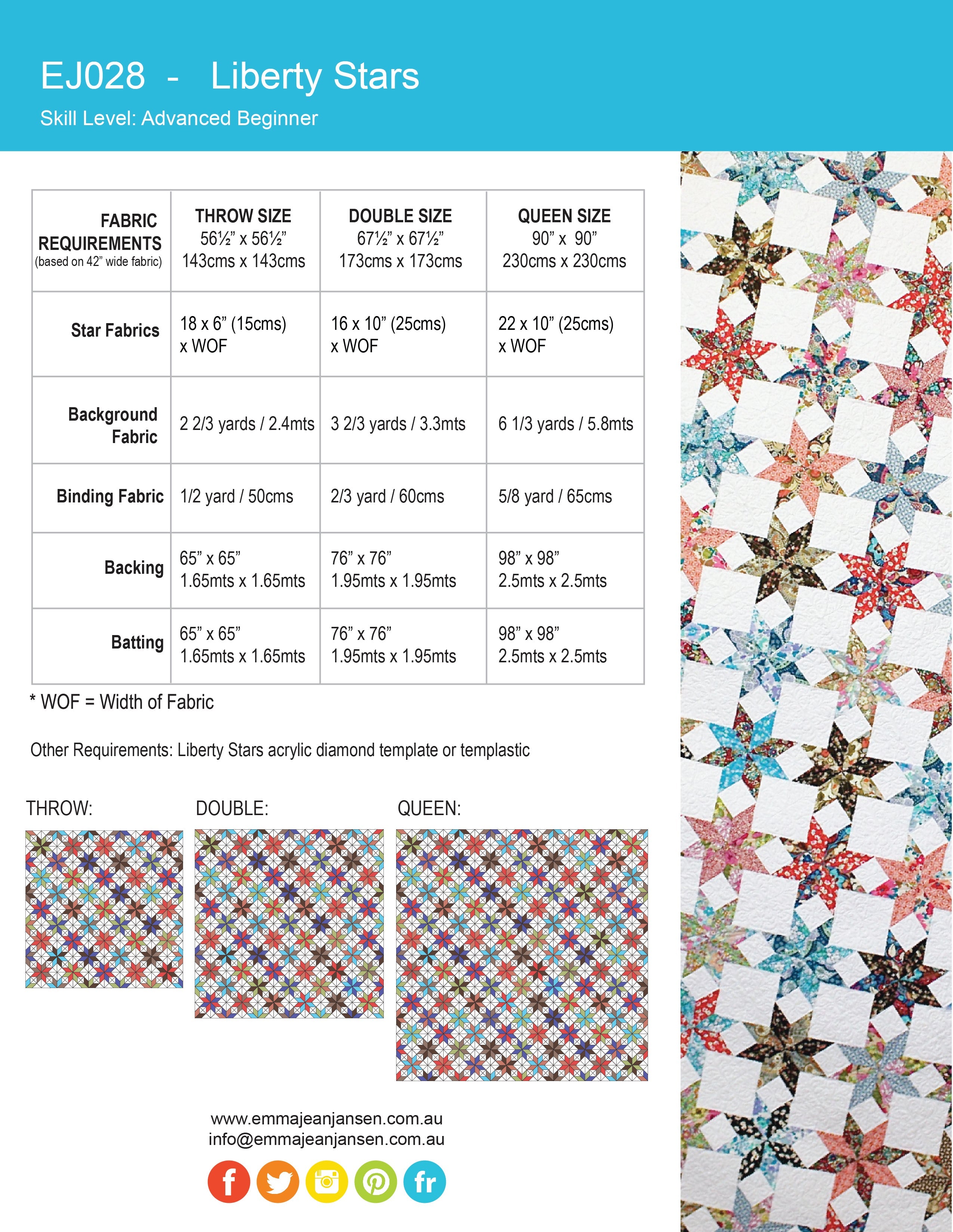 Liberty Stars Quilt Pattern - PDF