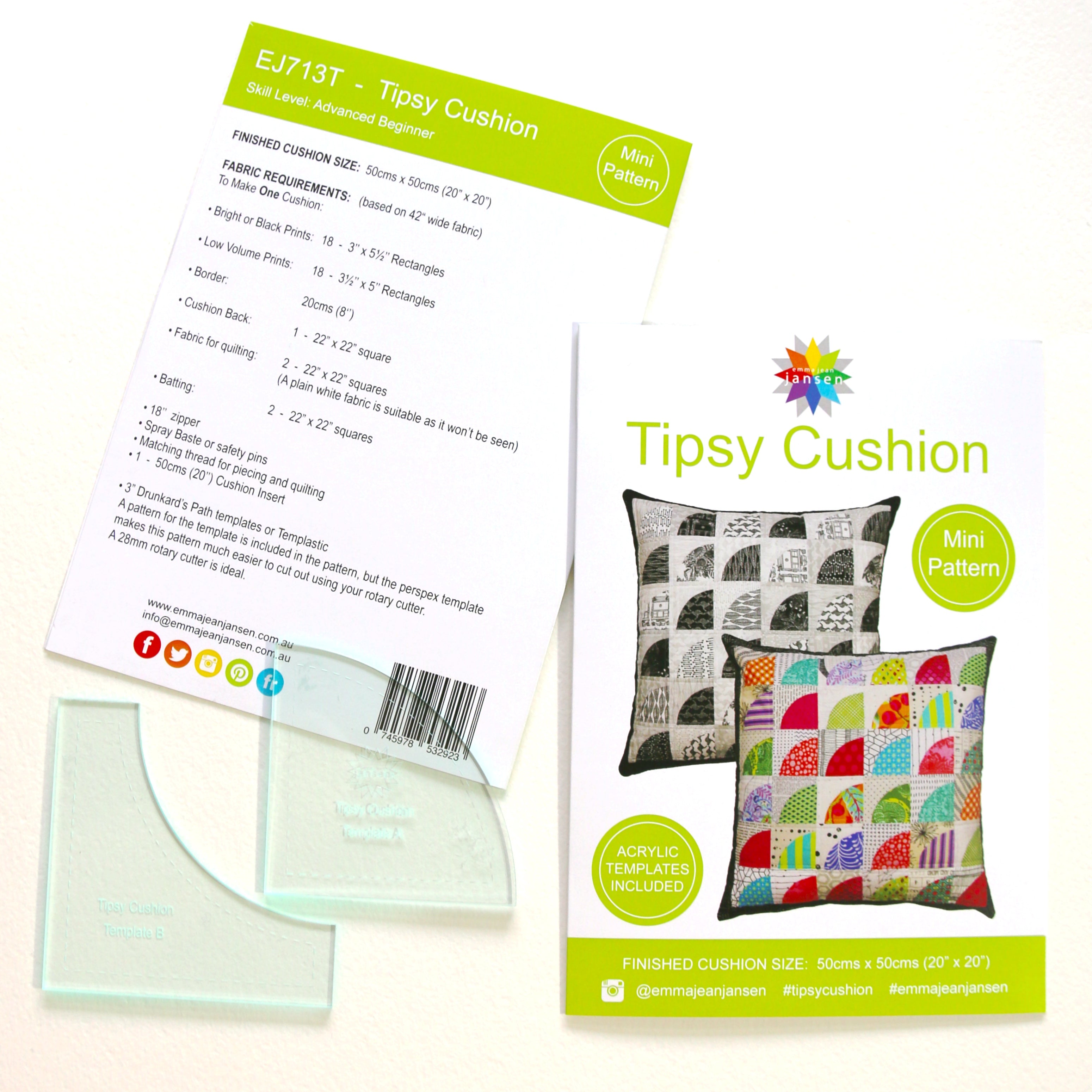 Tipsy Cushion Pattern - Printed Pattern and Template Set