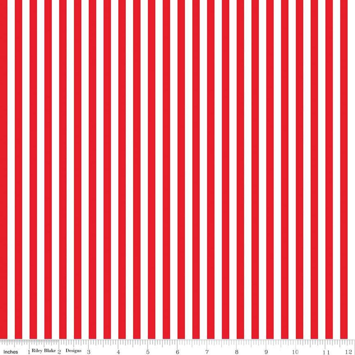 Fabric - 1/4 Inch Stripe - Red and White