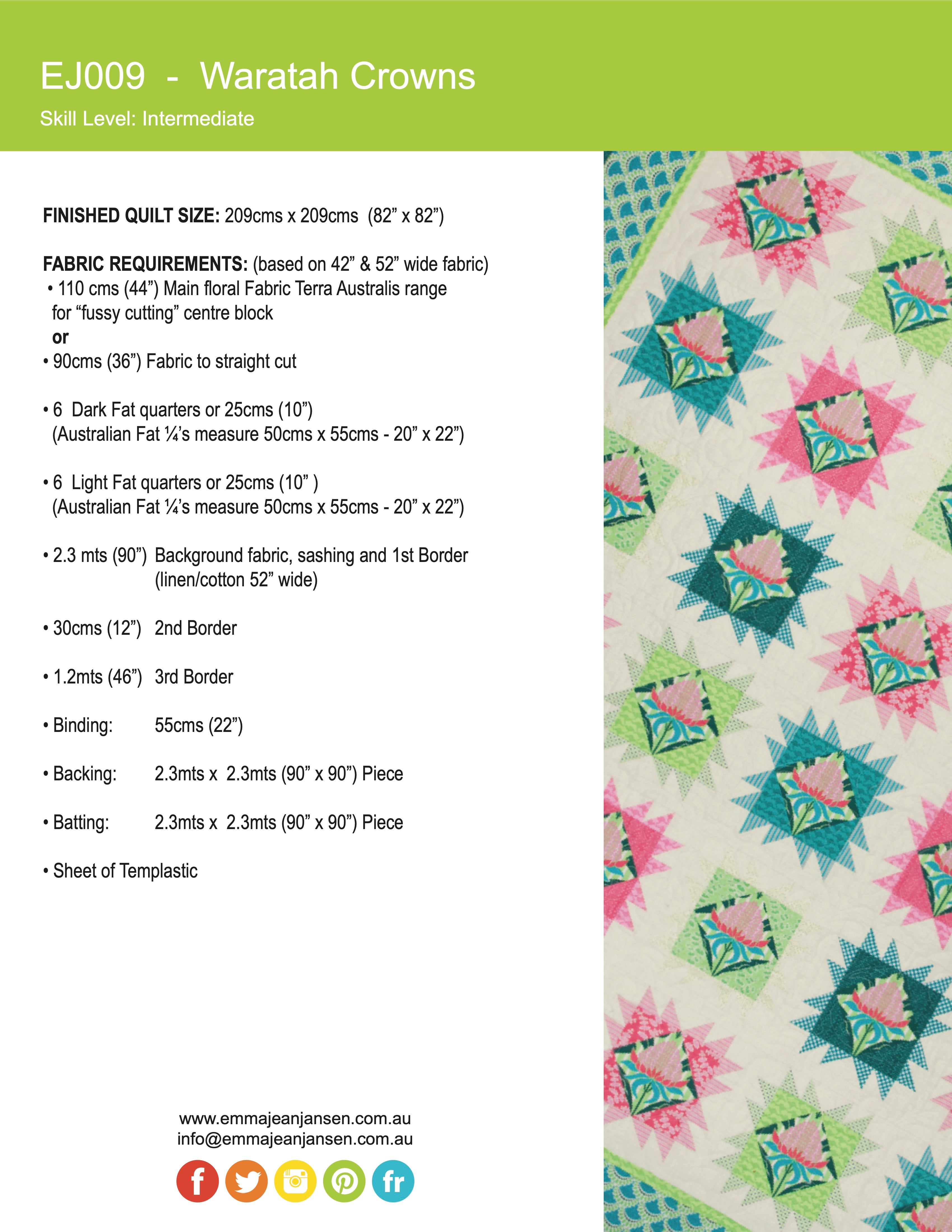 Waratah Crowns Quilt Pattern - PDF