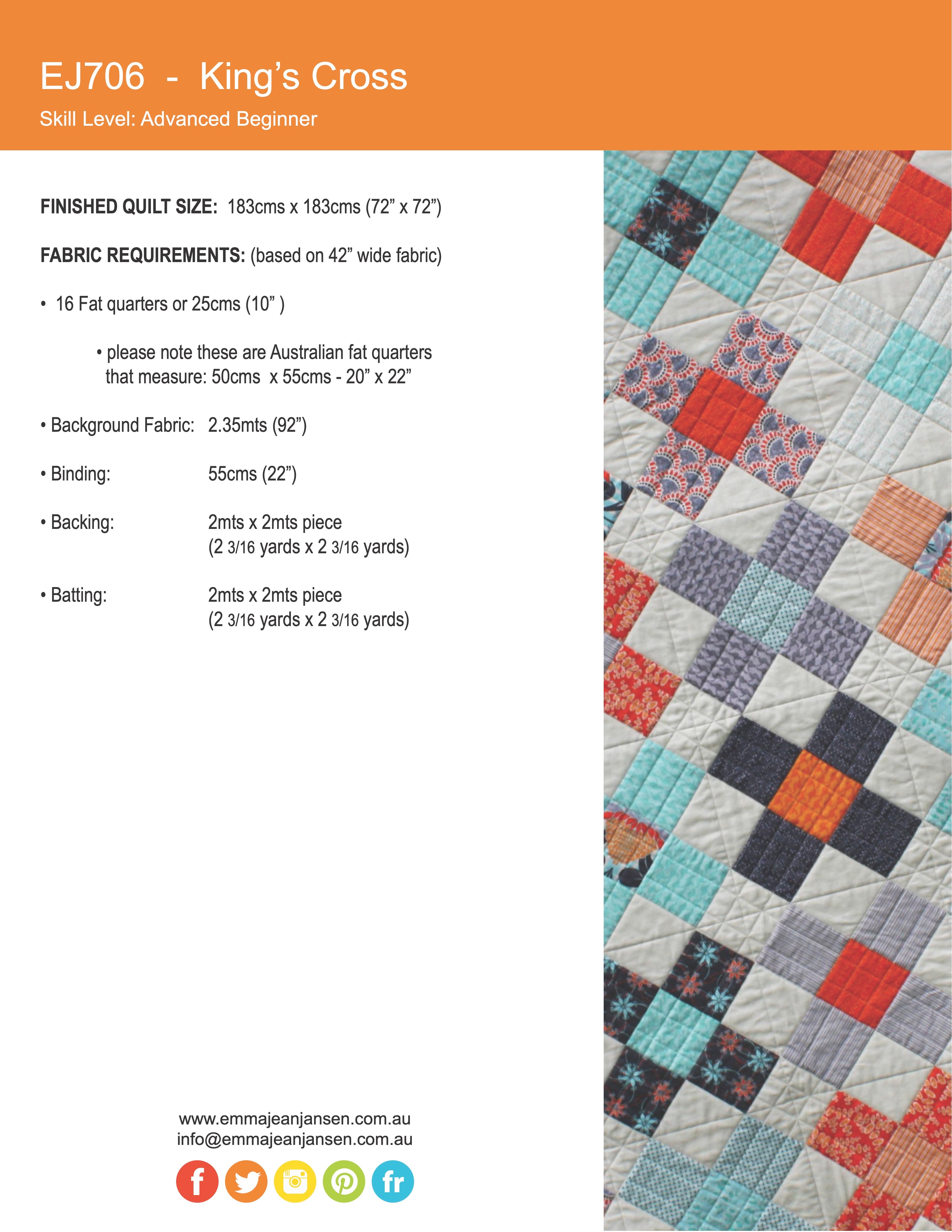 King's Cross Quilt Mini Pattern - PDF – Emma Jean Jansen