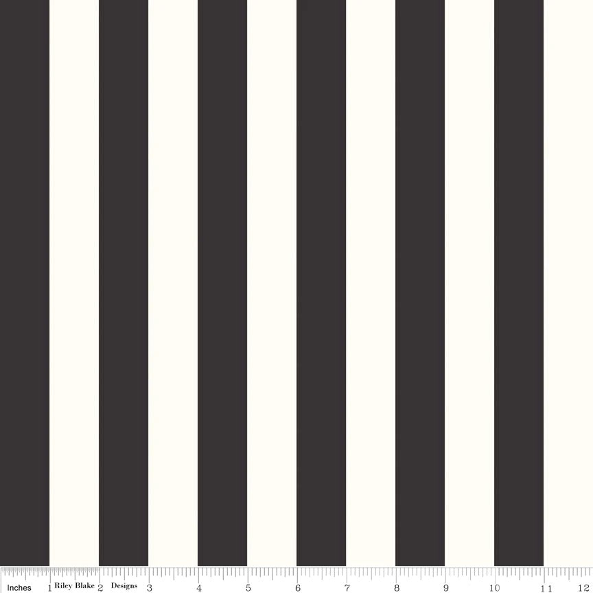 Fabric - One Inch Stripe - Black on Cream